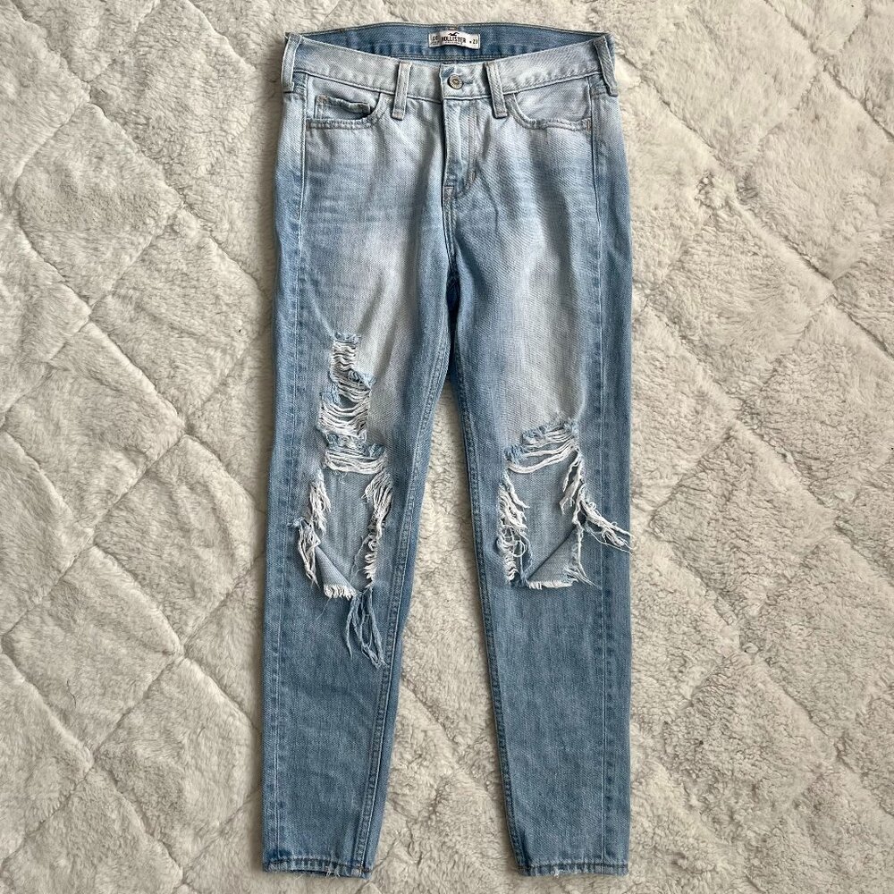 High Waisted Distressed Ripped Skinny Jeans